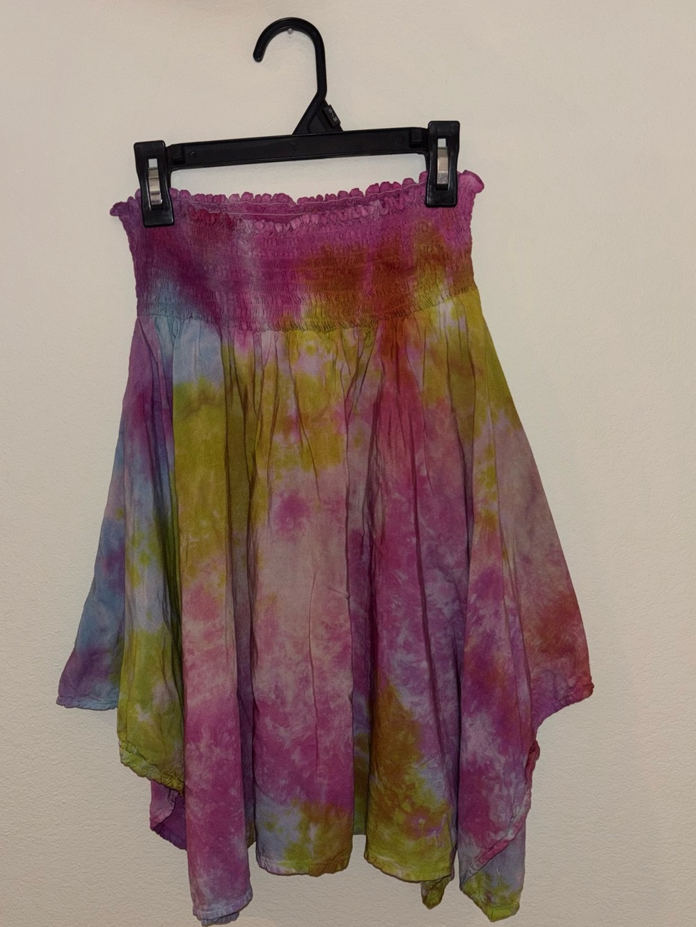 Tie-Dye Smocked Waist Flowy Skirt - Pink Multi